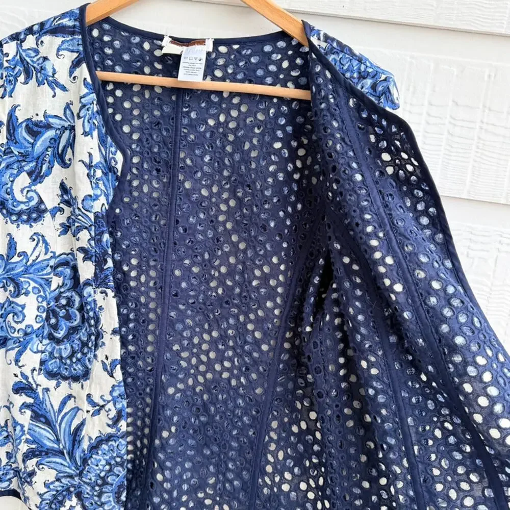Coldwater Creek Reversible Navy Eyelet Floral Jacket 10 - Picture 10 of 14